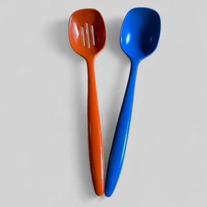 Vintage HUTZLER ROSTI MEPAL Orange Blue Melamine Slot Spoon Danish Modern - Picture 1 of 2