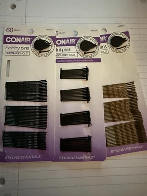 Conair Bobby Pins 3 Partial Pads 1 Brown 2 Black 3rd Small - Image 1 of 2