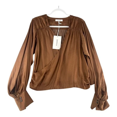 MARCO L/S Top Cruzado Bronce Marrón Blusa Manga Larga Mujer XL Nuevo Precio de venta sugerido por el fabricante $398 Foto 1 de 4