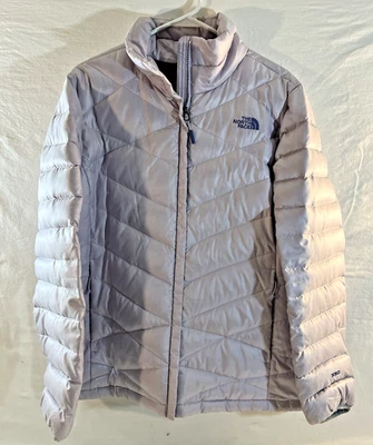 CHAQUETA ACOLCHADA PARA MUJER NORTH FACE LILA PÚRPURA PLUMÓN RELLENO TALLA XL MUESTRA DESGASTE Foto 1 de 4