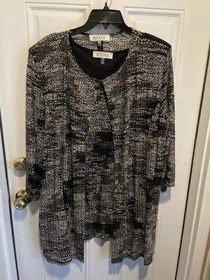 Juego de cárdigan y camiseta sin mangas KASPER 2 PIEZAS tejido negro/blanco/dorado 1X Foto 1 de 4