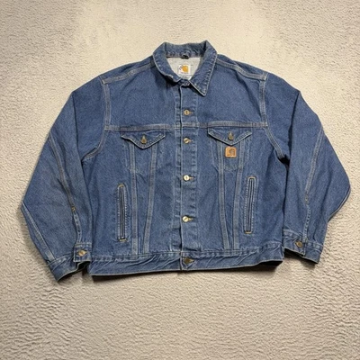 ВИНТАЖНЫЙ Carhartt водитель грузовика джинсовой ткани Jean куртка мужская большой J12 DST США сделано пальто 90-х - Изображение 1 из 4