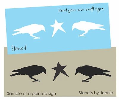 STENCIL Country Primitive Crow Black Bird Barn Star Garden Porch DIY Craft Signs - Image 1 of 4
