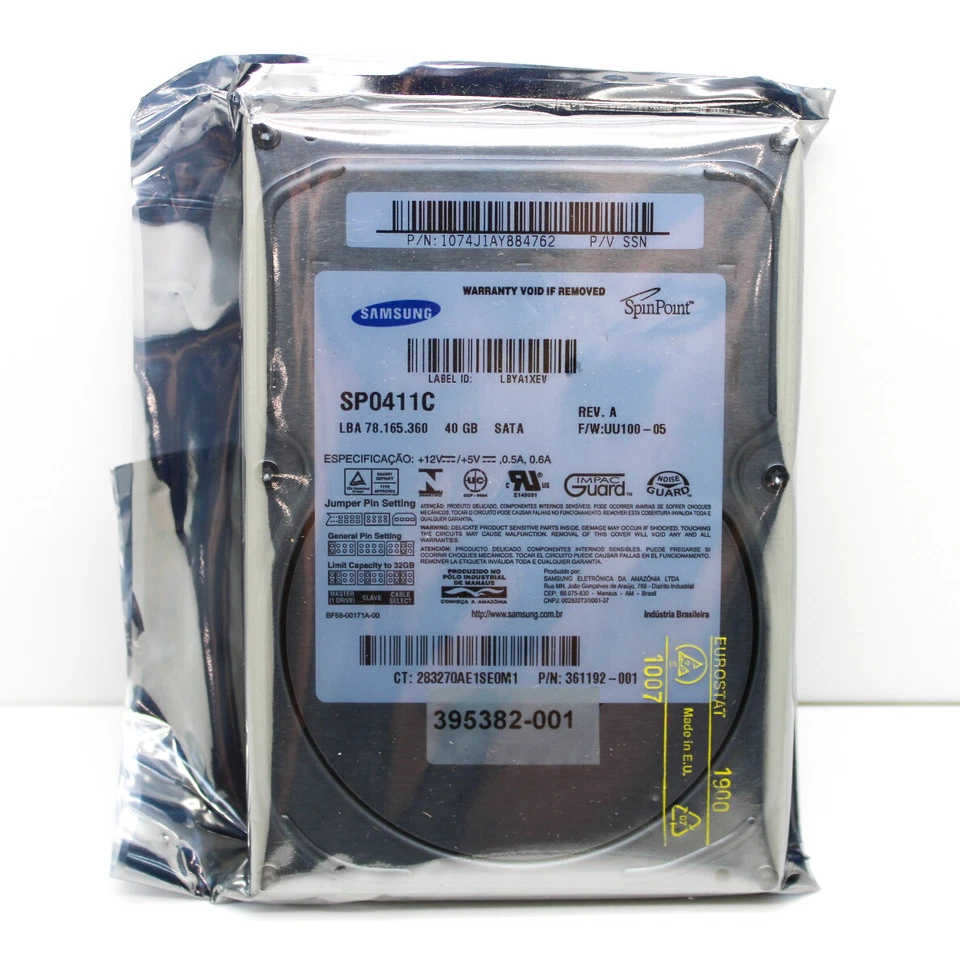 Samsung SP0411C Spinpoint 40GB 3.5" SATA Hard Drive HP PN 361192-001 - Image 1 of 1