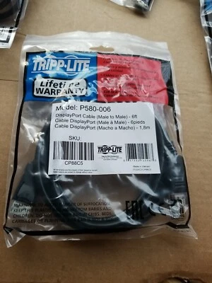 Tripp Lite P580-006 DisplayPort Cable Male to Male Black New - Image 1 of 4