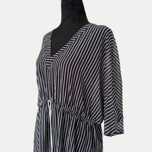 Meet.Curve Plus Size Striped Tassel Tie Front Cover Up - Picture 1 of 9