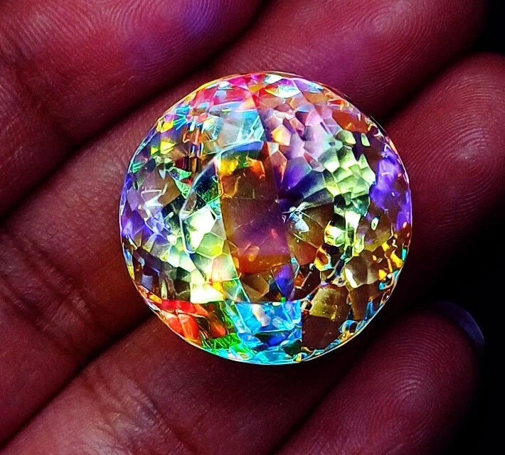 Mystic Quartz Round Shape 49.40 Ct Certified Loose Gemstone With Free Gift - Image 1 of 4