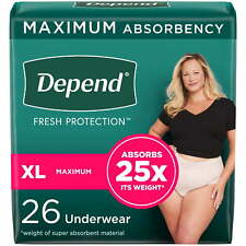 Depend Fresh Protection Women's Adult Postpartum Incontinence Underwear, XL,26Ct