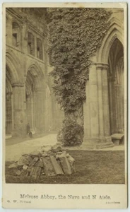 CDV circa 1870 G. W. Wilson. Melrose Abbey, the Nave and North Aisle. Scotland. - Picture 1 of 1