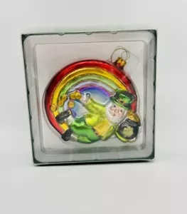Duende Irlandés Arco Iris Olla Oro Vidrio Adorno Brillo Día de San Patricio - Imagen 1 de 4