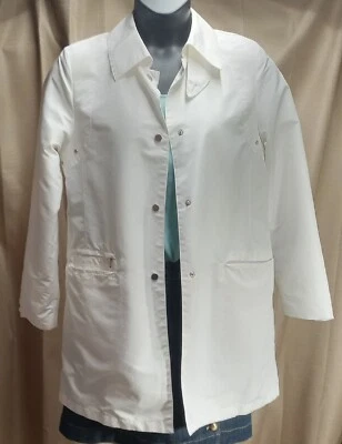 LA NOUVELLE RENAISSANCE - RAIN JACKET Womens Sz Med White Snap Front w/ Pockets - Image 1 of 4