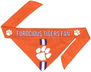 CLEMSON TIGERS PERRO GATO CORBATA BANDANA FUROZ ABANICO REVERSIBLE 5 TAMAÑOS - Imagen 1 de 3