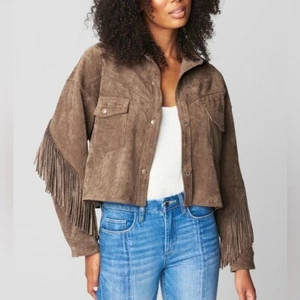 BLANKNYC Women's New Hot Cocoa Fringe Jacket Brown Size Large - Picture 1 of 16