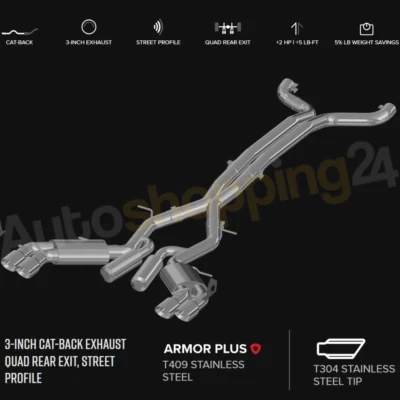 MBRP S7032409 3" Catback Exhaust for 2017-2024 Chevrolet Camaro ZL1 Coupe NPP Foto 1 de 2