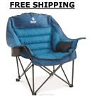 Oversized XL Comfort Padded Camping Chair Deluxe Armrest Cup Holder Camp Blue