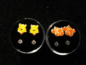 Child Screw Back Character Earring w Stones in Silver, U choose which U want!!  - Picture 1 of 4