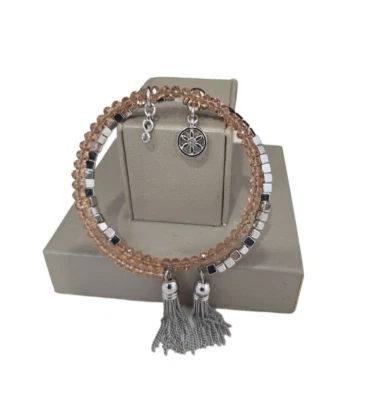 Vera Bradley Trendy Mark New Beginnings Silver Tone Peach Wrap Bracelet NWT - Image 1 of 4