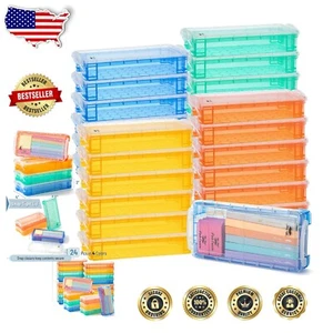 Durable 24-Pack Assorted Color Plastic Pencil Case Set for Creative Organization - Picture 1 of 11