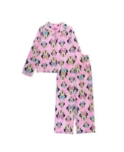 Disney Minnie Mouse Top and Pajama Little Girls 6 Pink 2 Pc Set Button Closure - Picture 1 of 23