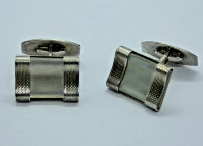 20151/ Alte Manschettenknöpfe Silber 835 RJ + Perlmutt - Bild 1 von 3