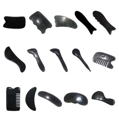 Natural Black Buffalos Horn Gua Sha Board Gua Sha Massage Tool For Scraping