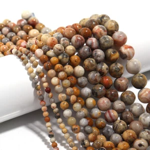 Natural Gemstone Crazy Lace Agate Round Spacer Bead Jewelry Making 4 6 8 10 12mm - Picture 1 of 16