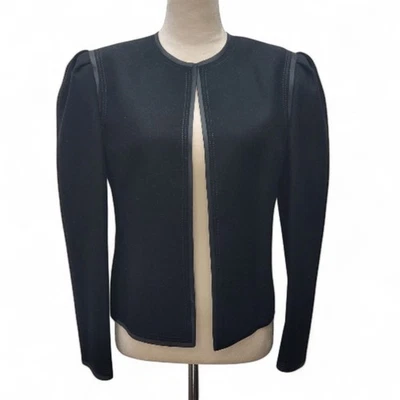 LOUIS FERAUD Open Front 100% WOOL Black Jacket Blazer US Size 10 Made In Germany - Image 1 of 4