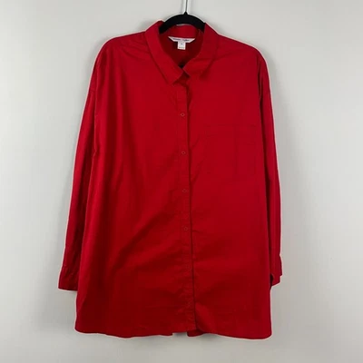 Camisa túnica Old Navy The Boyfriend talla XL roja manga larga algodón Foto 1 de 4