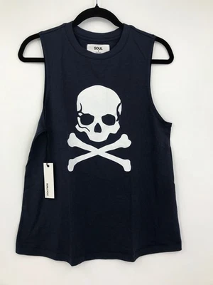 Camiseta sin mangas SOUL By SoulCycle Evelyn calavera azul marino talla pequeña NUEVA Foto 1 de 4