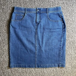 Charter club womens 14 denim jean skirt Knee Length Casual Preppy Blue - Picture 1 of 6
