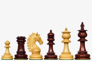 Artisan Knight Luxury Wooden Chess Pieces in Bud Rosewood & Boxwood – 4.4" King - Picture 1 of 12