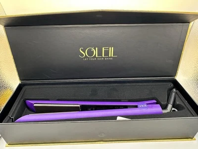 Soleil Professional Solid Ceramic Flat Iron Magnetized Plates Purple New - Image 1 of 4