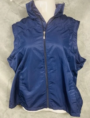 Chaleco de golf para mujer IZOD azul marino cremallera completa con capucha talla XL Foto 1 de 4