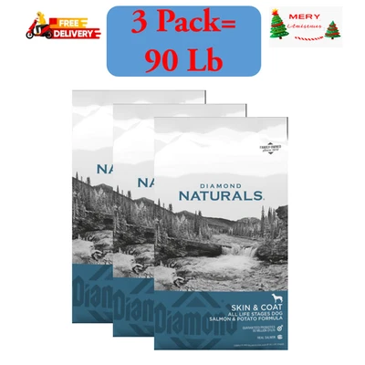 3Pcs-Diamond Naturals Skin Coat All Life Stages Salmon &Potato Formula,30Lb/Bag