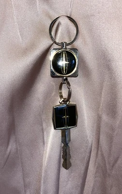 Vintage Lincoln Continental Town Car Key 1970s w/ Lincoln Keychain - Image 1 of 4