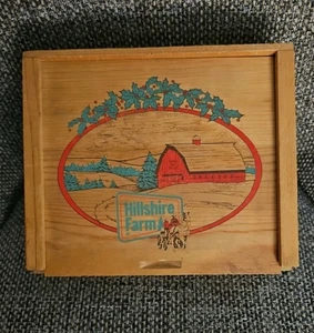 Hillshire Farm Wooden Sliding Top Box-Christmas Theme Wood Grain Vintage  - Picture 1 of 12