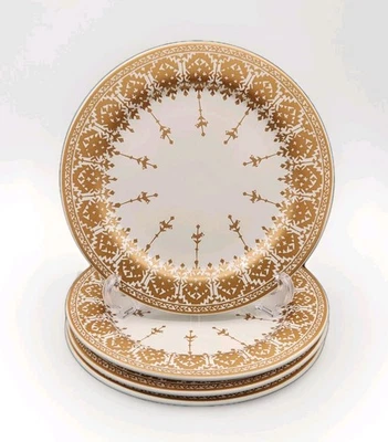 Juego de 4 platos de postre de ensalada Pottery Barn dorado hágalo usted mismo 81/2" usados en excelente estado gres Foto 1 de 4