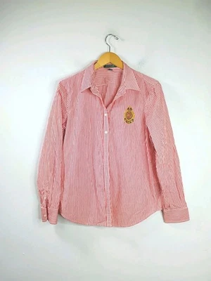 Blusa Ralph Lauren Vintage Bordada Logotipo Cresta Rojo Naranja Blanco Rayas XL Foto 1 de 4