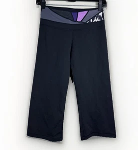 Lululemon Grove Pant Crop Leggings Size 4 Black Purple Yoga Workout Exercise - Picture 1 of 3
