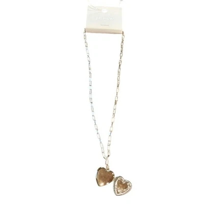 NEW FLAWED J.Crew Factory Gold Heart Locket Necklace BN249 - Image 1 of 4
