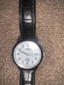 Seiko Solar Watch Women White Dial Tone Daydate Round V138-0AB0 - Picture 1 of 4