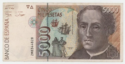 Spain España 5000 Pesetas 12-10-1992 P 165 VF+ Circulated Banknote Ref 828 - Image 1 of 2