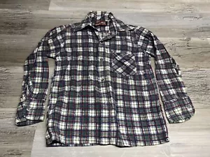 Vintage Spark Plug Blue Flannel Shirt Youth Size 8 Worn Faded Button Up - Picture 1 of 5