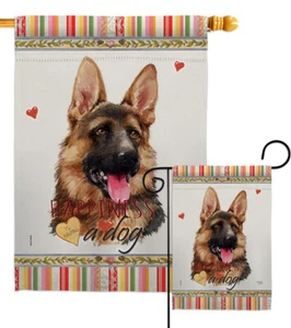 German Shepherd Happiness Garden Flag Animals Dog Decorative Yard House Banner - Picture 1 of 13