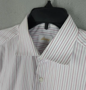 Brioni Dress Shirt Mens 41 16 White Button Up French Cuff Long Sleeve Italy Made - Picture 1 of 10