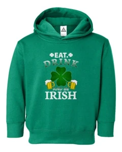 Sudadera con Capucha Día de San Patricio Comer Beber Y Ser Irlandés Regalo Niño Pequeño - Imagen 1 de 3