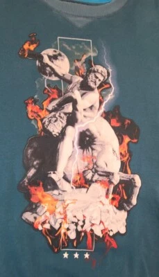 Entree LS Mens Greek Roman Statue and Fire Blue Pullover Sweatshirt Size L - Image 1 of 4