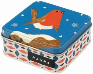 John Hanna Robin Pequeño Cuadrado Navidad Lata/Caja de Regalo - Imagen 1 de 1