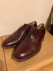 Santoni Cap Toe Oxford Schuhe Burgunderrot Leder Herren 9 EE Hergestellt in Italien - Bild 1 von 7