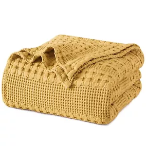 PHF 100% Cotton Waffle Weave Blanket Queen Size, Lightweight Washed Cotton Bl... - Picture 1 of 7